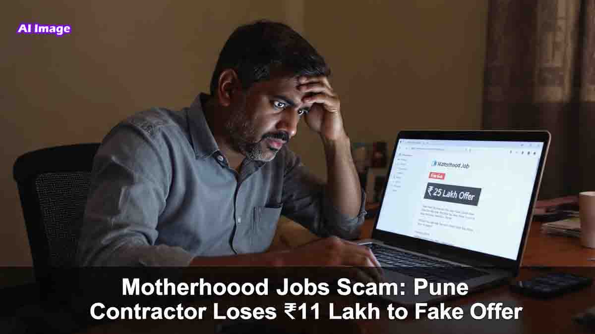 An Indian contractor looking shocked after realizing he was scammed by a fake online job offer called the Motherhood Job Scam