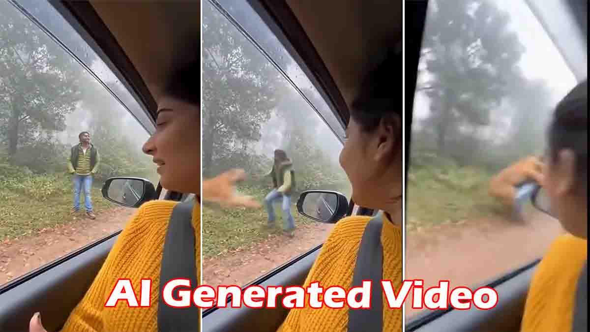 Viral Video : ಗರ್ಲ್ಫ್ರೆಂಡ್ ಎದುರು ಫೋಟೋಗೆ ಪೋಸ್ ಕೊಡುತ್ತಿದ್ದ ಬಾಯ್ಫ್ರೆಂಡ್ ಮೇಲೆ ಹಠಾತ್ ಹುಲಿ ದಾಳಿ! ಮುಂದೇನಾಯ್ತು ನೋಡಿ...! 2 Boyfriend attacked by tiger while posing for photo near car in forest viral video