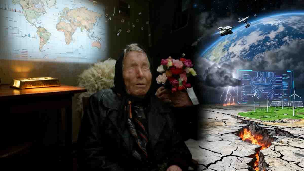Baba Vanga 2026 predictions showing global crisis, AI dominance, natural disasters, China rise, Russia leader, and alien contact