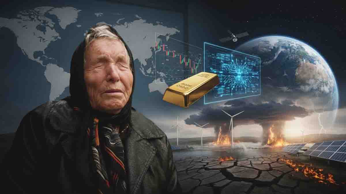 Baba Vanga 2026 predictions showing global crisis, AI dominance, natural disasters, China rise, Russia leader, and alien contact