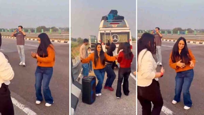 Rajasthan lady police constable dancing on a busy highway, allegedly violating traffic rules, viral video sparks public anger