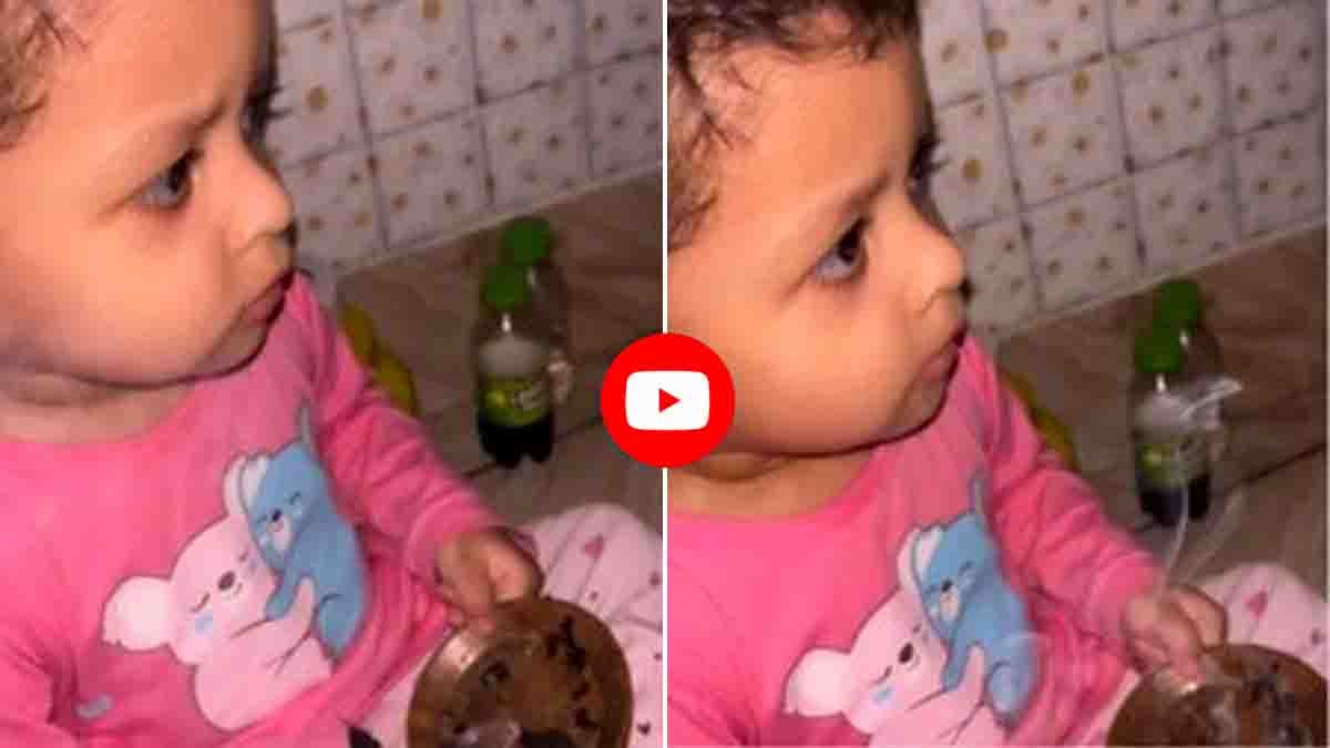 Innocent toddler singing Achyutam Keshavam bhajan in front of Lord Krishna idol, viral devotional video