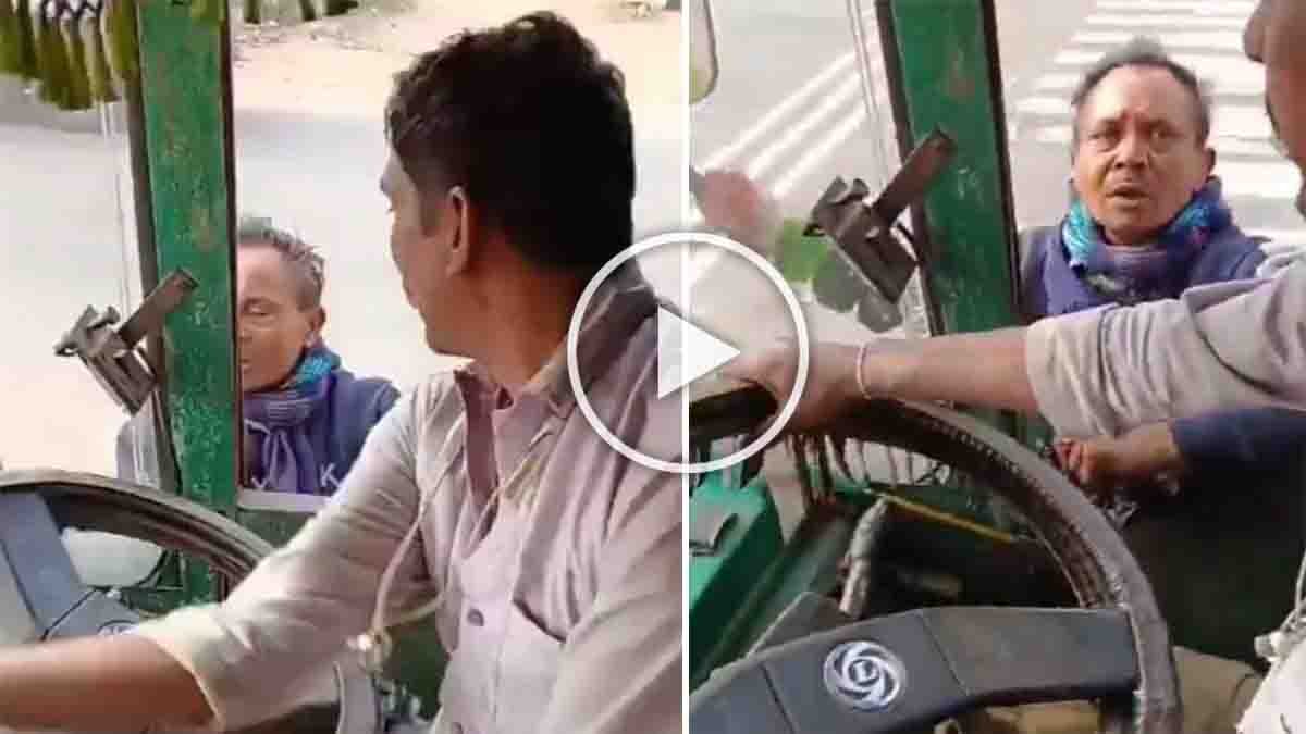 Viral video shows a truck driver confronting a bribe-demanding broker at an RTO check post in Rewa, Madhya Pradesh