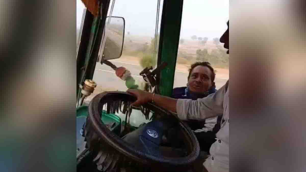 Viral video shows a truck driver confronting a bribe-demanding broker at an RTO check post in Rewa, Madhya Pradesh