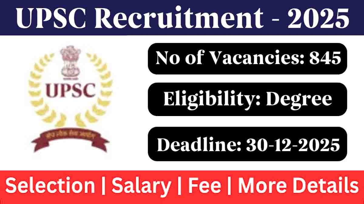 UPSC Recruitment 2025 Defence Services notification for 845 vacancies with salary up to ₹2.25 lakh