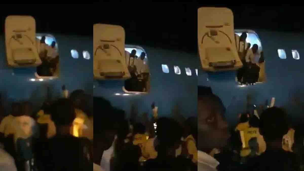 Viral video shows Air Congo passengers jumping from a plane after landing at Kindu Airport in the Democratic Republic of the Congo