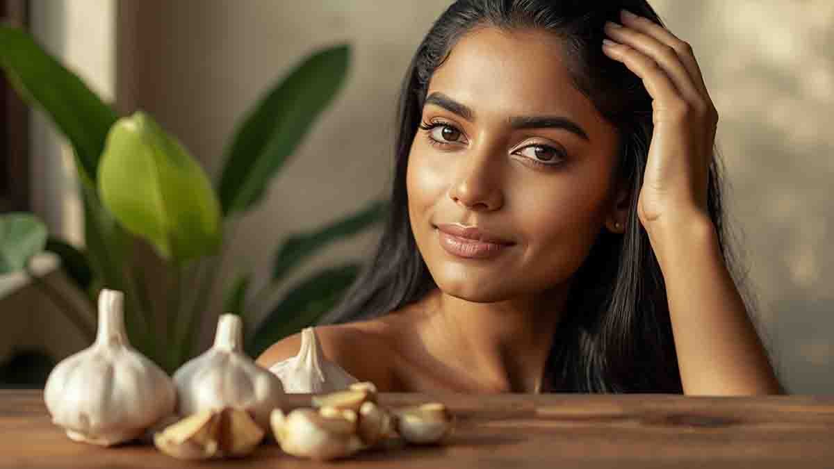 Garlic benefits for skin and hair, natural remedy for hair fall, acne, blackheads, and glowing skin using garlic