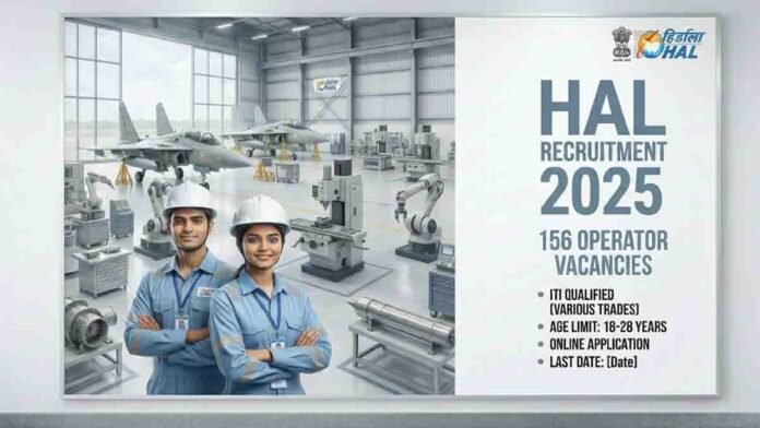 HAL recruitment 2025 notification for 156 operator posts with ₹22,000 salary for ITI candidates