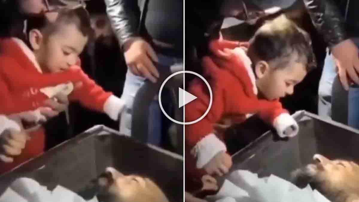 Viral Video : "ಪಪ್ಪಾ.. ಪಪ್ಪಾ.." ಹುತಾತ್ಮ ತಂದೆಯ ಮೃತದೇಹ ಕಂಡು ಕಂದಮ್ಮನ ಆಕ್ರಂದನ; ಕಣ್ಣೀರು ತರಿಸುತ್ತೆ ಈ ವೈರಲ್ ವಿಡಿಯೋ! 1 Viral video showing a one-year-old girl crying “Papa” near the mortal remains of martyred SOG jawan Amjad Ali Khan in Udhampur, Jammu and Kashmir