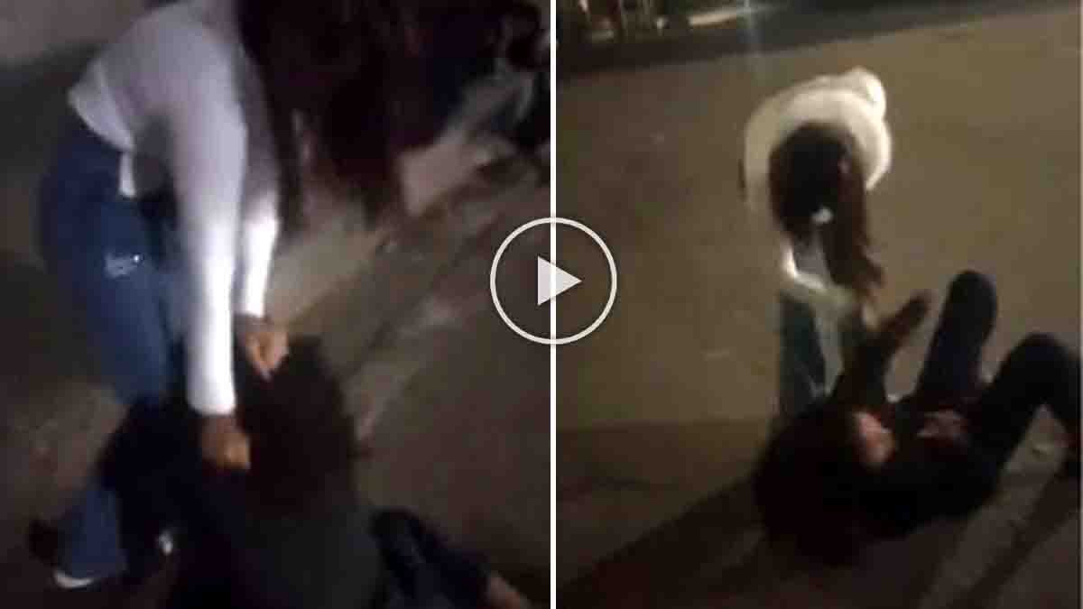 Two young women fighting on a public road in Kanpur over a boyfriend in a viral video