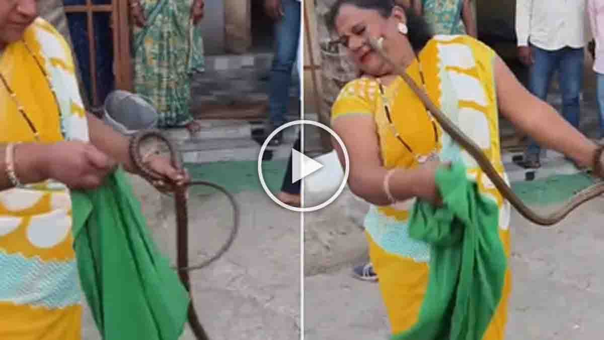 Brave woman attempting to catch a large snake gets bitten on the cheek in a shocking viral moment - Viral Video