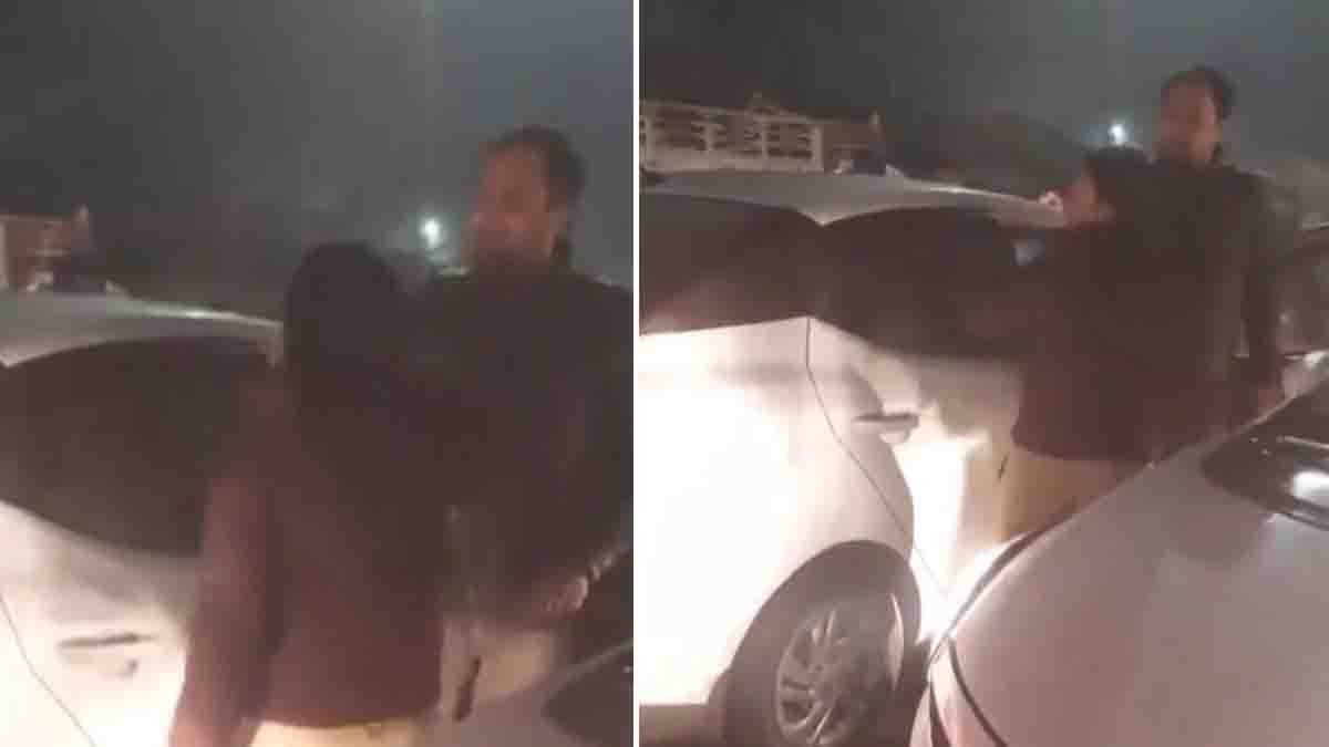 Meerut woman police sub inspector abusing car driver during traffic jam viral video