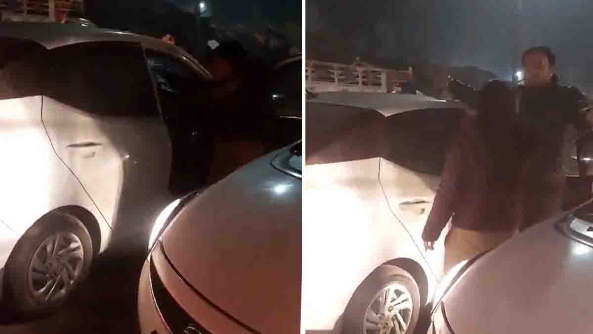 Meerut woman police sub inspector abusing car driver during traffic jam viral video