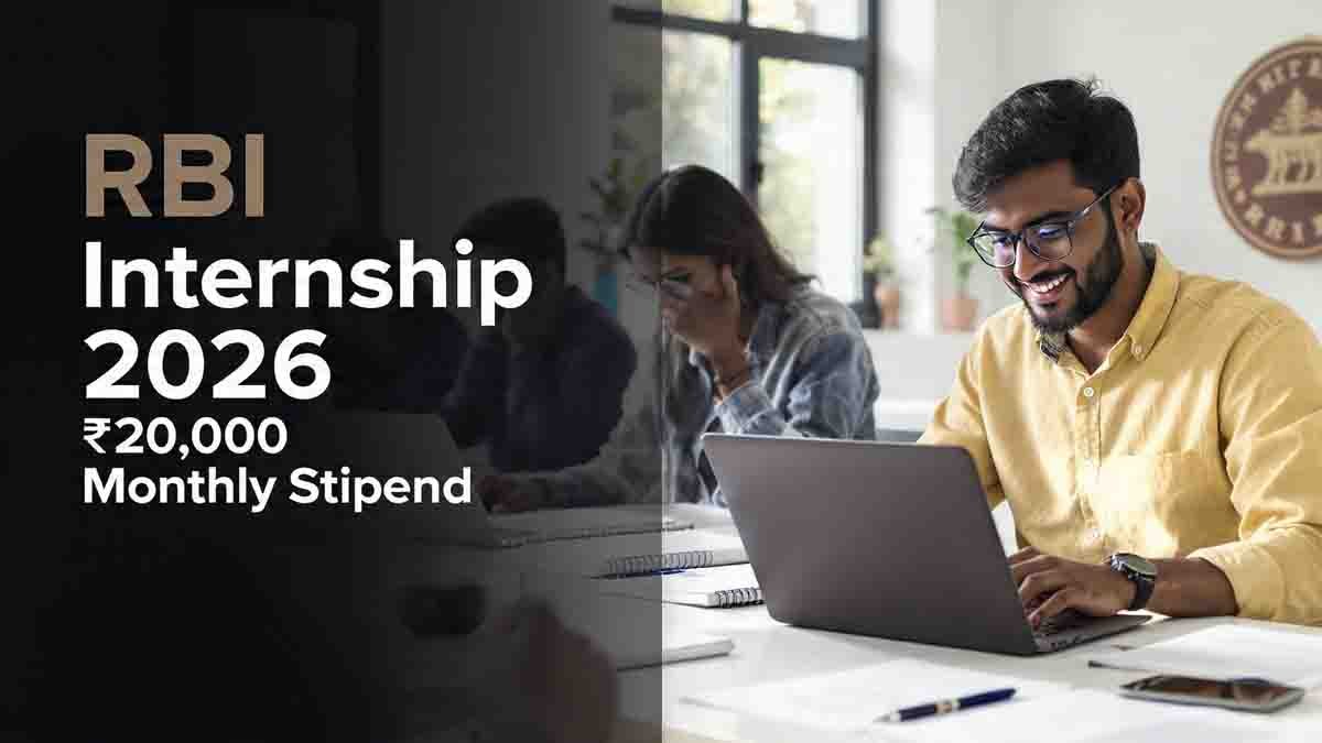 RBI Internship 2026 for students with ₹20,000 monthly stipend, young graduates applying online for Reserve Bank of India Summer Internship program