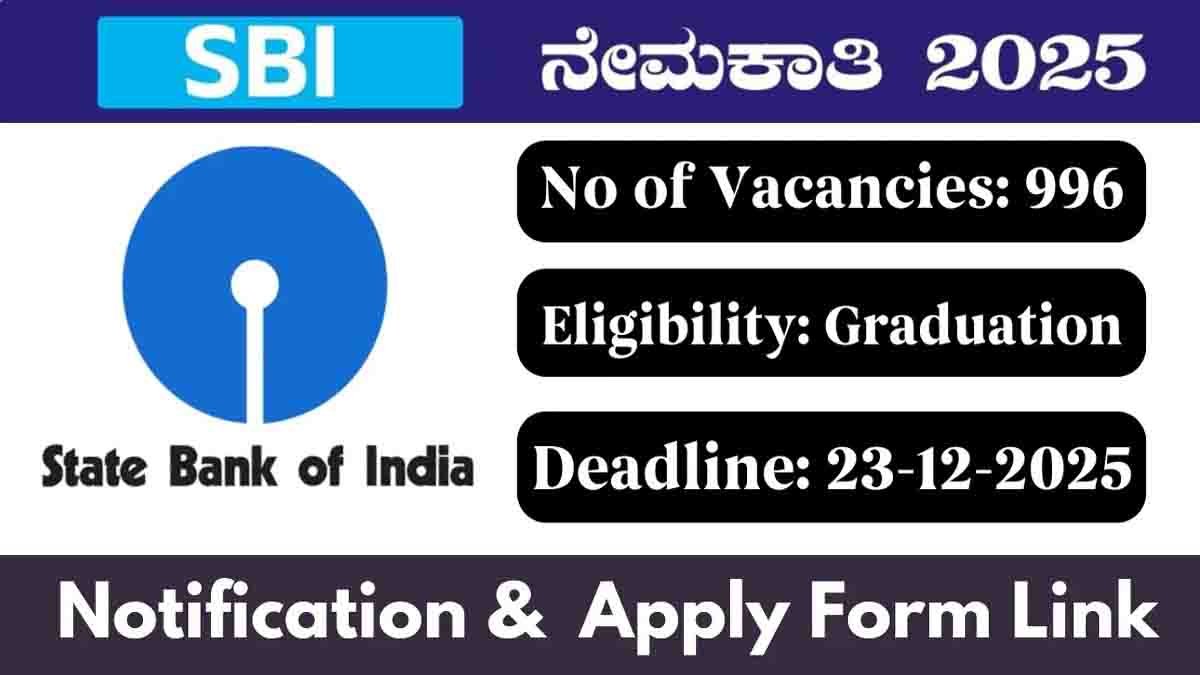 SBI Recruitment 2025: Apply online for 996 Specialist Cadre Officer (SCO) posts. Salary ₹51,600 to ₹3,72,500. Check eligibility, age limit, fees, selection process & important dates