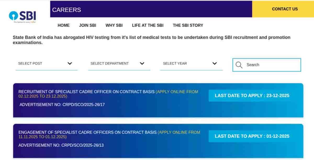 SBI Recruitment 2025: Apply online for 996 Specialist Cadre Officer (SCO) posts. Salary ₹51,600 to ₹3,72,500. Check eligibility, age limit, fees, selection process & important dates