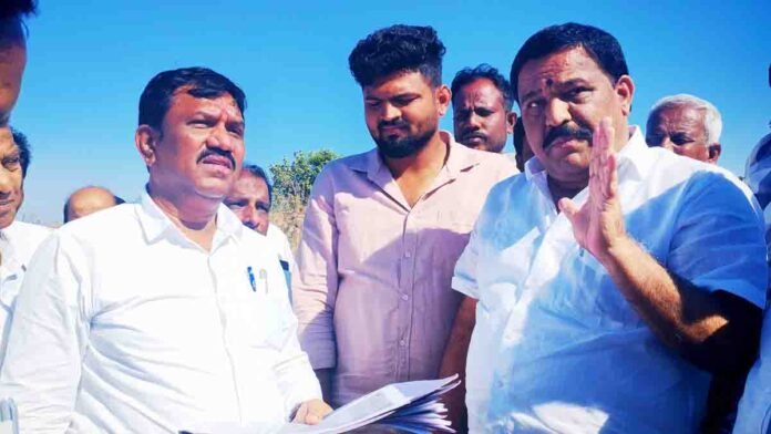 MLA S. N. Subbareddy inspecting the six-acre land sanctioned for sports stadium construction in Gudibande, Karnataka - Local News