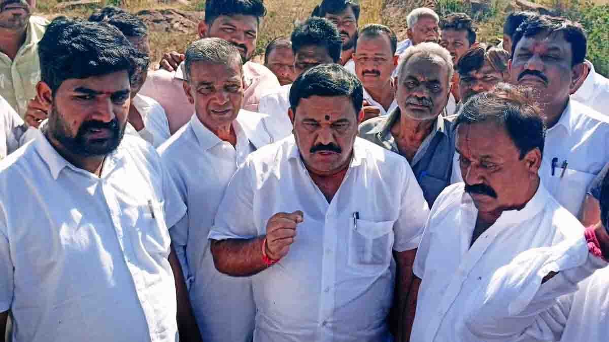 MLA S. N. Subbareddy inspecting the six-acre land sanctioned for sports stadium construction in Gudibande, Karnataka - Local News
