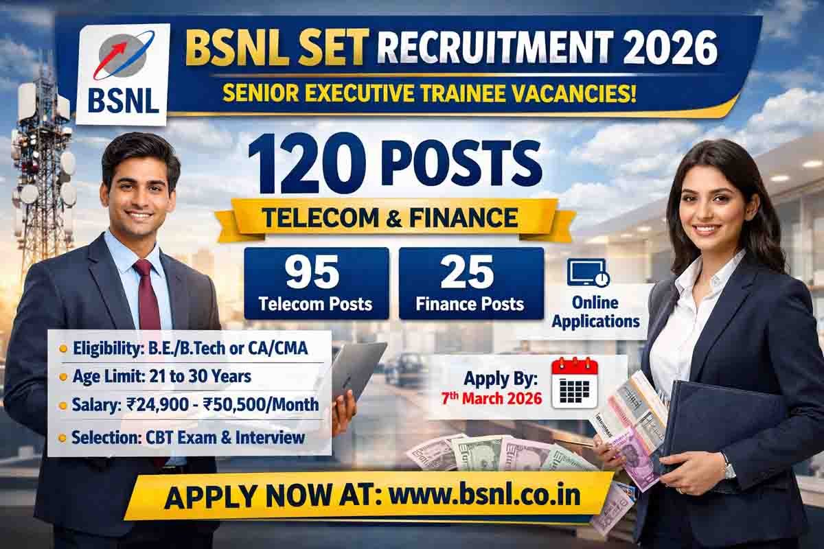 bsnl-set-recruitment-2026 notification for 120 Senior Executive Trainee telecom and finance posts