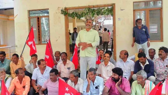 CPM protested in Gudibande against BPL ration card cancellations, demanding immediate restoration for poor families