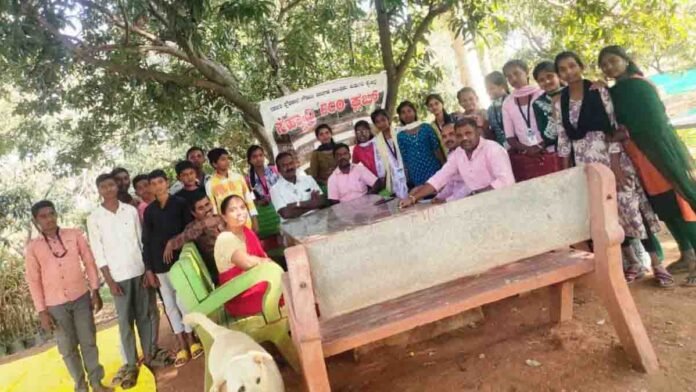 Government High School Pavagada students participating in an eco club forest visit to promote environmental awareness