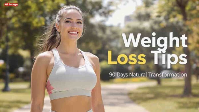 Weight loss tips showing easy lifestyle changes to lose weight naturally without gym