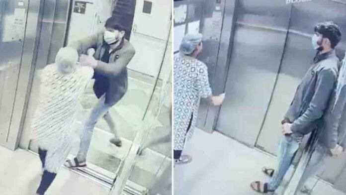 AIIMS Bhopal elevator attack viral video shows masked man assaulting woman employee inside hospital lift