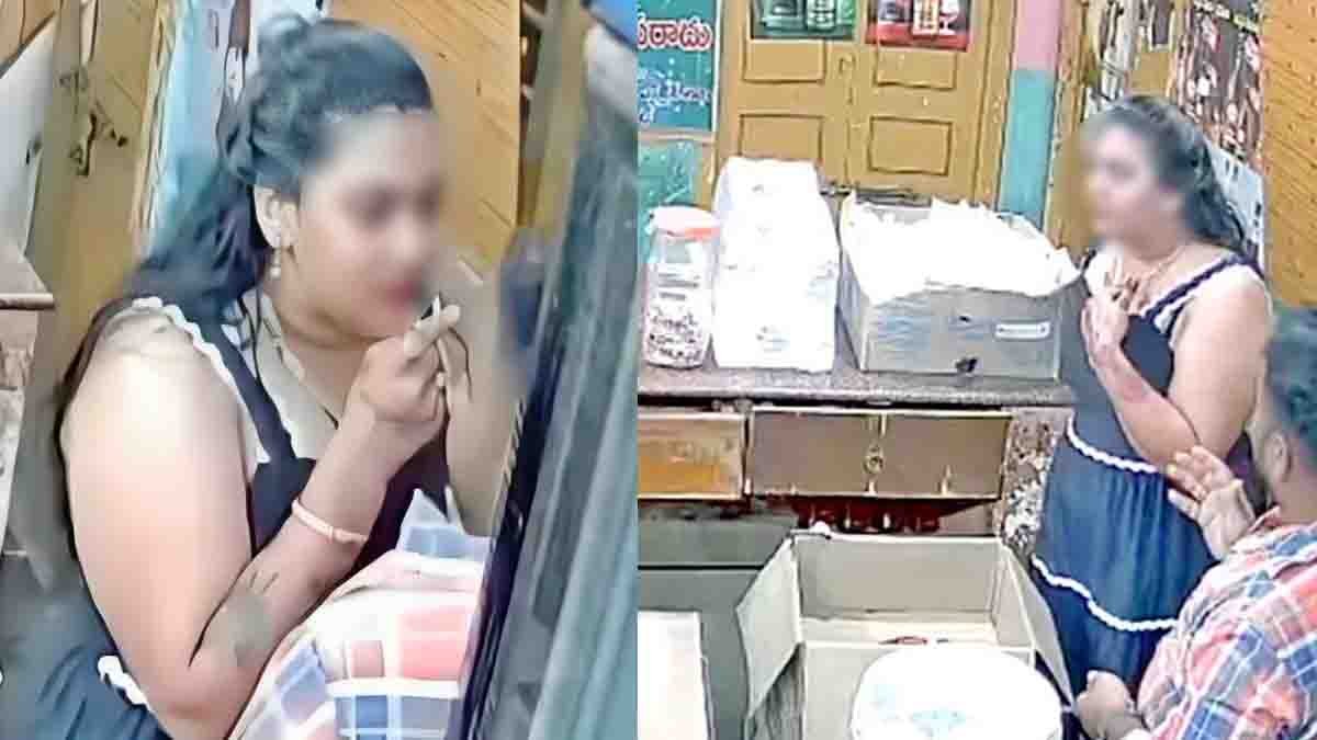 Drunk Woman : ಬ್ರ್ಯಾಂಡ್ ಸಿಗಲಿಲ್ಲ ಅಂತ ವೈನ್ ಶಾಪ್ ಗೆ ನುಗ್ಗಿ ಜಗಳವಾಡಿದ ಲೇಡಿ : ವಿಡಿಯೋ ನೋಡಿ ನೆಟ್ಟಿಗರು ಫುಲ್ ಶಾಕ್! 1 Drunk woman arguing with staff inside Srinivas Wines shop in Bapatla, Andhra Pradesh, viral video incident