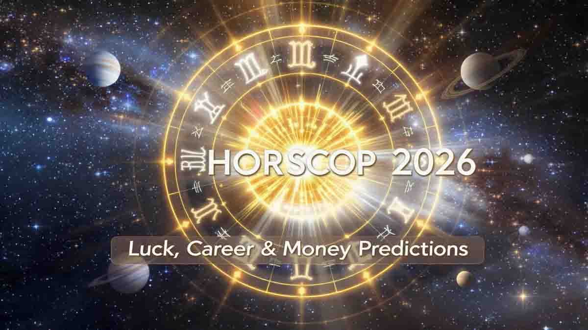 Horoscope 2026 annual zodiac predictions showing lucky signs and planetary transits