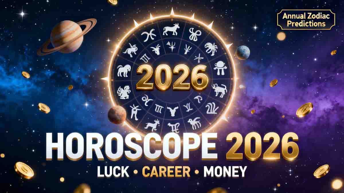 Horoscope 2026 annual zodiac predictions showing lucky signs and planetary transits