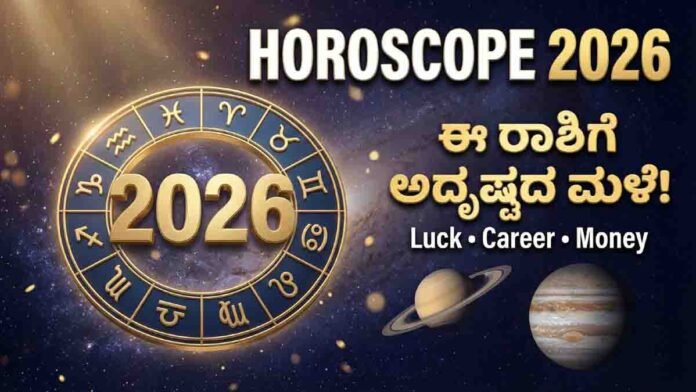 Horoscope 2026 annual zodiac predictions showing lucky signs and planetary transits