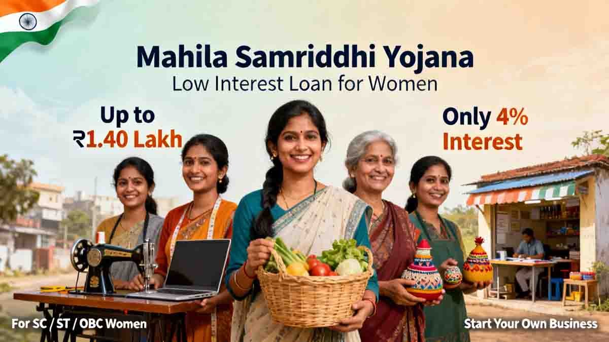 Mahila Samriddhi Yojana women empowerment scheme India low interest loan for women SC ST OBC government loan scheme small business support