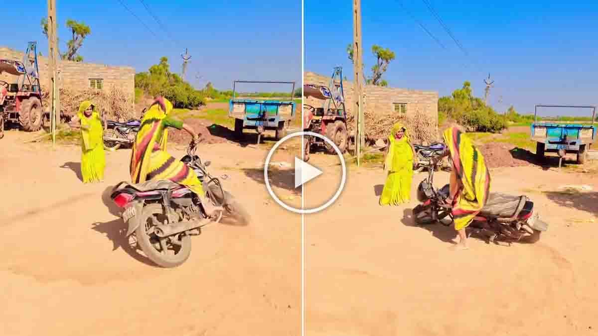 A fearless young woman performs a stunning bike stunt while wearing a saree, shocking netizens as the viral Desi Drift video crosses millions of views on social media.