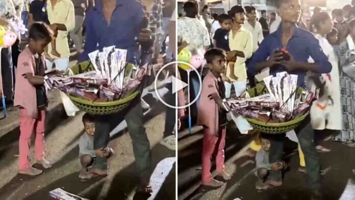 A touching poverty story where a child sleeps peacefully hugging his father’s legs, proving love is the greatest shelter.