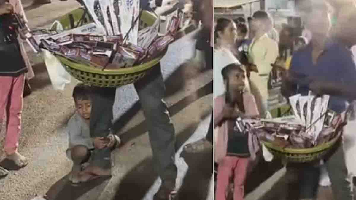 A touching poverty story where a child sleeps peacefully hugging his father’s legs, proving love is the greatest shelter.