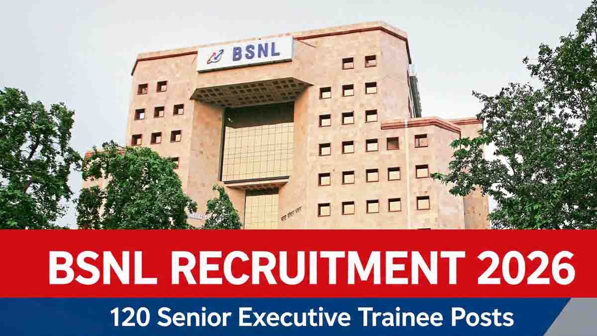 BSNL Recruitment 2026: ಬಿಎಸ್ಎನ್ಎಲ್ನಲ್ಲಿ ಸೀನಿಯರ್ ಎಕ್ಸಿಕ್ಯುಟಿವ್ ಟ್ರೈನಿ ಹುದ್ದೆಗಳ ಭರ್ತಿ; 50 ಸಾವಿರಕ್ಕೂ ಅಧಿಕ ವೇತನ! 1 Direct link and complete details for BSNL Recruitment 2026 including eligibility, salary, and exam date.