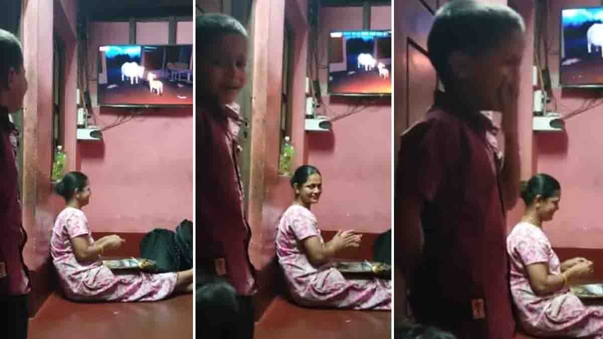Young boy crying emotionally while watching Punyakoti cow song on TV with family in Karnataka viral video