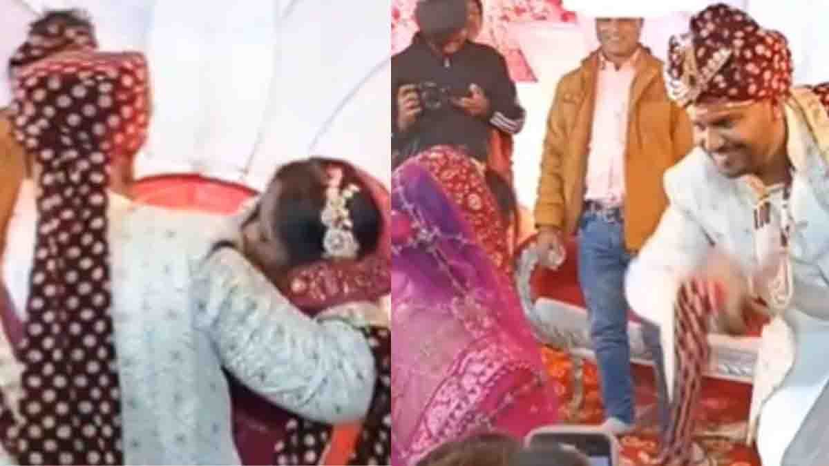 Wedding Viral Video : ವಧುವನ್ನು ಎತ್ತಿಕೊಂಡು ವೇದಿಕೆ ಏರಲು ಹೋದ ವರ.. ಅತಿ ವಿಶ್ವಾಸದಿಂದ ಮುಗ್ಗರಿಸಿ ಬಿದ್ದ ನವಜೋಡಿ! 2 Wedding viral video showing groom losing balance and falling with bride during stage performance