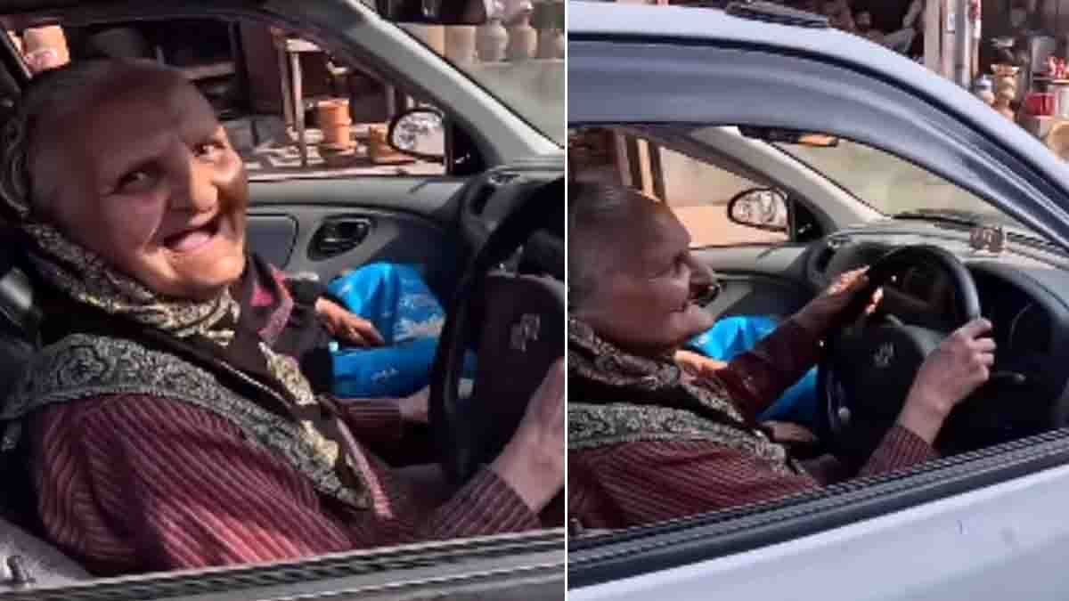 Viral Video showing a 90-year-old grandmother confidently driving a car on busy Kathua roads in Jammu and Kashmir