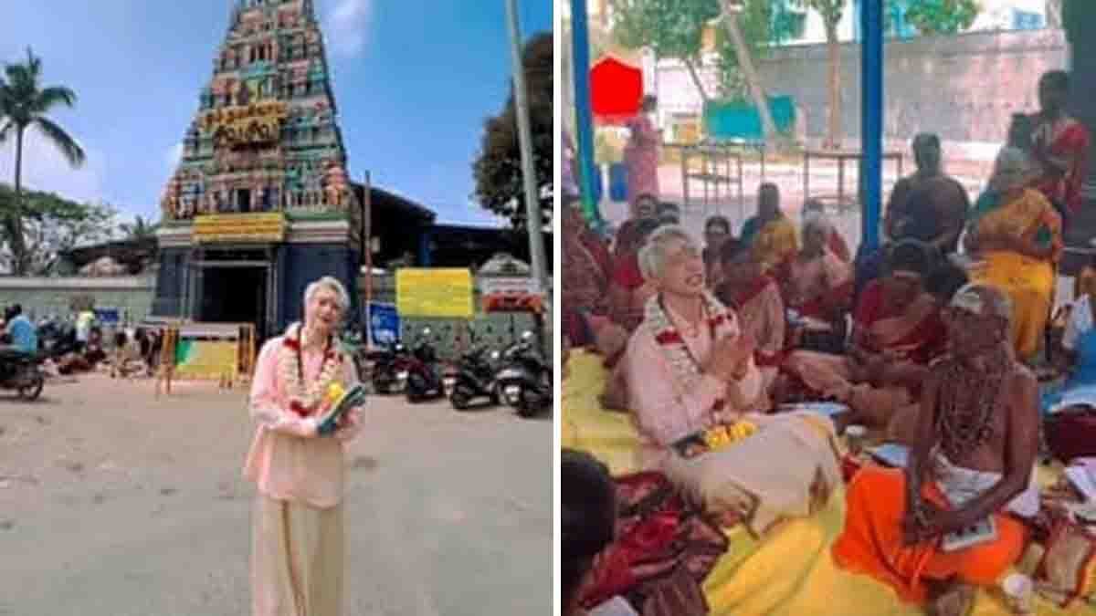 Aoora : ಚೆನ್ನೈ ದೇಗುಲದಲ್ಲಿ ಶಿವ ತಾಂಡವ ಸ್ತೋತ್ರ ಪಠಿಸಿ ಎಲ್ಲರನ್ನೂ ಬೆರಗುಗೊಳಿಸಿದ ಕೆ-ಪಾಪ್ ಸ್ಟಾರ್ ಔರಾ! 1 South Korean singer Aoora chanting Shiva Tandava Stotram at Chennai Shiva temple during Maha Shivaratri 2026