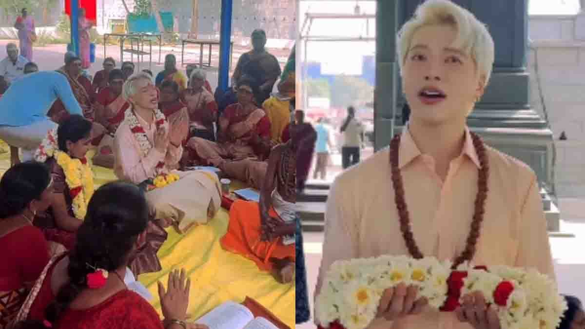 Aoora : ಚೆನ್ನೈ ದೇಗುಲದಲ್ಲಿ ಶಿವ ತಾಂಡವ ಸ್ತೋತ್ರ ಪಠಿಸಿ ಎಲ್ಲರನ್ನೂ ಬೆರಗುಗೊಳಿಸಿದ ಕೆ-ಪಾಪ್ ಸ್ಟಾರ್ ಔರಾ! 2 South Korean singer Aoora chanting Shiva Tandava Stotram at Chennai Shiva temple during Maha Shivaratri 2026