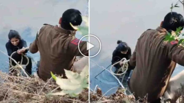 Delhi woman falls into open drain while filming Instagram Reel rescued by Delhi Police in Najafgarh