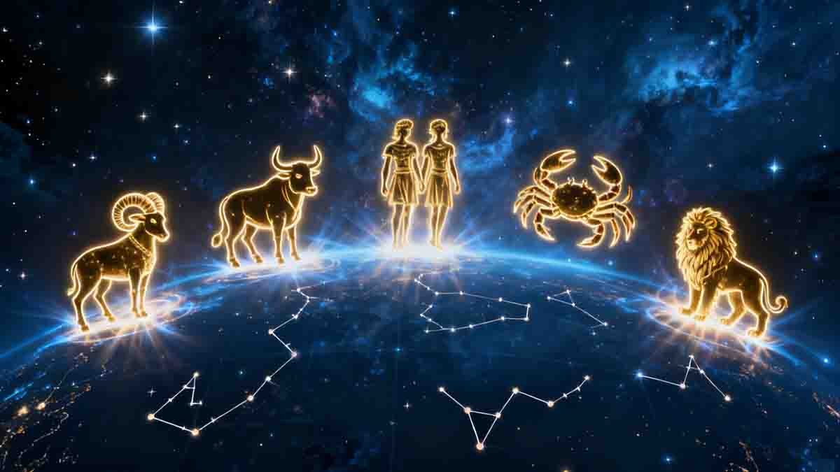 February 2026 astrology prediction showing lucky zodiac signs Aries Taurus Gemini Cancer Leo with jackpot fortune
