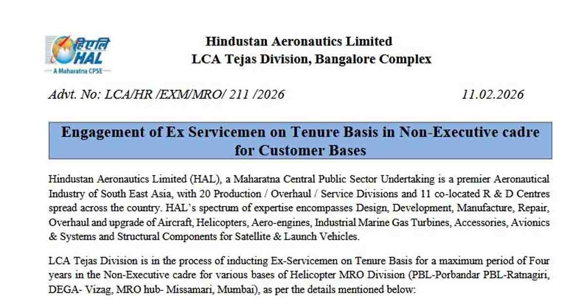 HAL Recruitment 2026 for Fireman and Diploma Technician posts in Karnataka with salary details