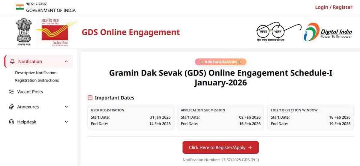 India Post GDS Recruitment 2026 in Karnataka for 1023 posts, no exam government job for 10th pass