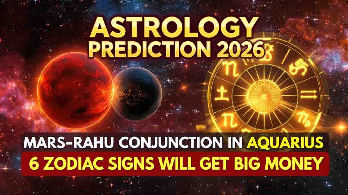Astrology Prediction : ಕುಂಭ ರಾಶಿಯಲ್ಲಿ ಕುಜ-ರಾಹು ಯುತಿ: ಈ 6 ರಾಶಿಯವರ ಲಾಟರಿ ಹೊಡೆಯೋದು ಫಿಕ್ಸ್, ಜೀವನವೇ ಸೆಟ್ ಆಗುತ್ತೆ! 1 Astrology Prediction showing Mars Rahu conjunction in Aquarius bringing luck to 6 zodiac signs