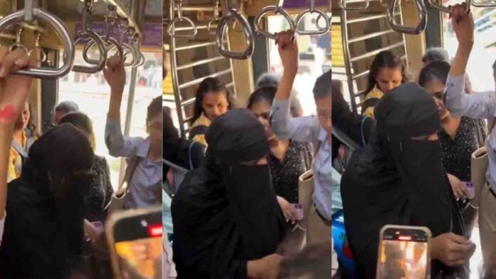Mumbai Local Train incident where a man wearing burqa was caught by women passengers inside ladies coach, viral railway safety video