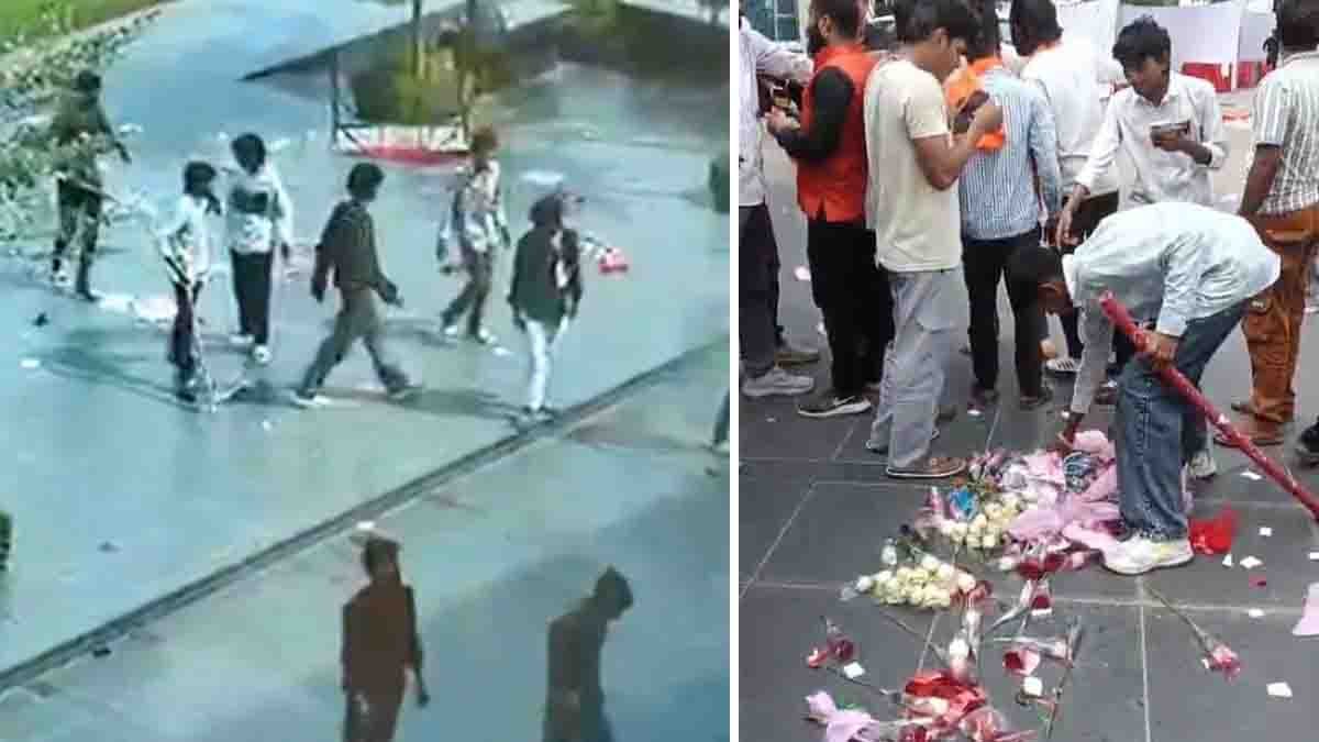 NMIMS Indore Valentine’s Day Violence : ಇಂದೋರ್ ಕಾಲೇಜಿನಲ್ಲಿ ವ್ಯಾಲಂಟೈನ್ ಡೇ ಕಿರಿಕ್: ಕ್ಯಾಂಪಸ್ಗೆ ನುಗ್ಗಿ ಬಜರಂಗದಳ ರಾದ್ಧಾಂತ, ವೇದಿಕೆ ಪುಡಿಪುಡಿ! 1 NMIMS Indore Valentine’s Day Violence as protesters disrupt campus event and vandalize stage