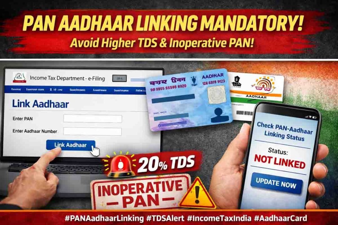 Complete PAN Aadhaar linking to avoid higher TDS and inoperative PAN status.