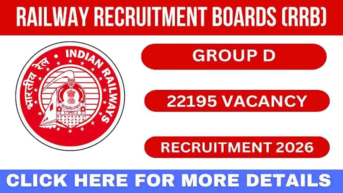 RRB Assistant Recruitment 2026 notification with 22195 assistant vacancies, eligibility, salary ₹18000, and online application details